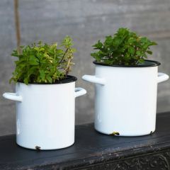 Enameled Stock Pot Planters Set of 2