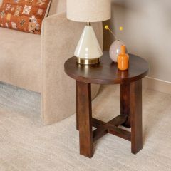 Round Trestle Wood End Table