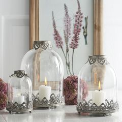 Filigree Trim Glass Votive Holders Set of 3