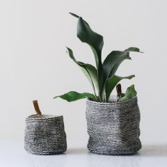 Striped Jute Wall Baskets Set of 2