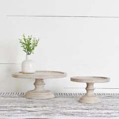 Round Whitewash Riser Set of 2