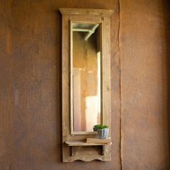 Wood Framed Accent Mirror With Shelf