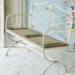 Wood Seat Metal Garden Bench