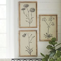 Simple Framed Floral Wall Art Set of 3