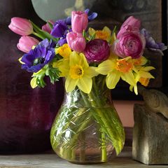 Etched Glass Tinted Bud Vase