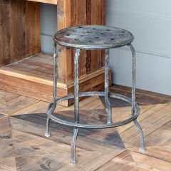 Dark Aged Metal Round Stool