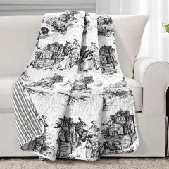 Reversible French Country Toile Throw Blanket