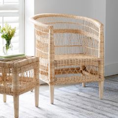 Curved Back Natural Rattan Accent Chair