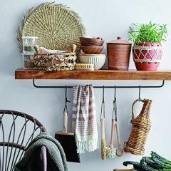 Wall Shelf with Rod and Hooks