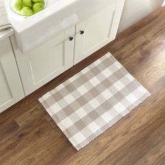 Tan and White Buffalo Check Country Kitchen Mat