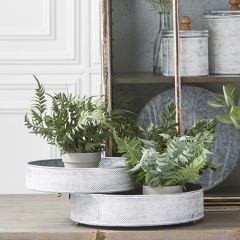 Herringbone Embossed Metal Nesting Tray Set of 2