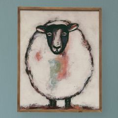 Wood Framed Sheep Wall Decor