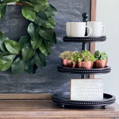 Tiered Dark Wood Tray