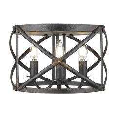 3 Bulb Antiuqe Black Iron Flush Mount Ceiling Light