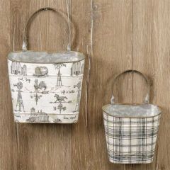 Vintage Style Farmhouse Wall Bucket Set of 2