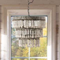 Metal and Wood Beaded Chandelier