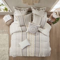 3 Piece Geometric Print Reversible Comforter Set
