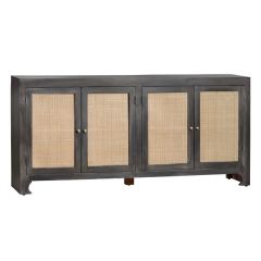 Painted Wood and Rattan Sideboard