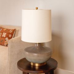 Modern Farmhouse Table Lamp With Elongated Drum Shade