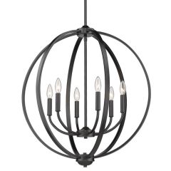 Matte Black 6 Light Chandelier