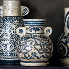 French Country Patterned Round Vase