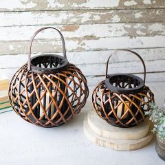 Round Hanging Willow Candle Lantern
