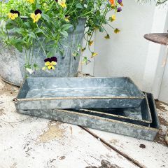 Galvanized Metal Farm Tray Set of 3