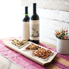 Wood Platter With Stone Triangle Inserts
