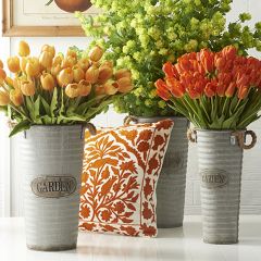 Metal Garden Bucket With Rope Handles Set of 3