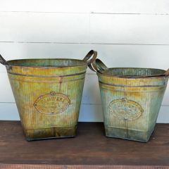 Rusty Finish Galvanized Planter Set of 3