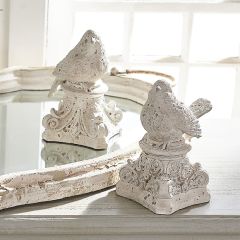 Bird On Scroll Pedestal Figurine Set of 2