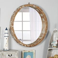 Heavily Distressed Round Wall Mirror