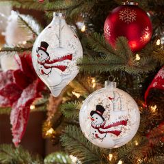 Glass Snowman Ornament Set of 2