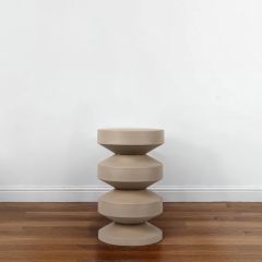 Metal Sculptural Stacked Side Table Beige