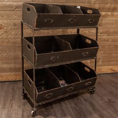 Dark Metal Caddy Shelf on Wheels