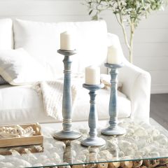 Mango Wood Cottage Candle Holder Set of 3