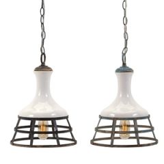 Ceramic Metal Pendant Lights Set of 2