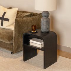 Modern Waterfall Mango Wood End Table Black