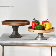 Round Farmhouse Pedestal Riser Set of 2