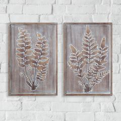 Wood Framed Fern Frond Decor Set of 2