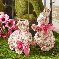 Floral Rabbit Figures Set of 2