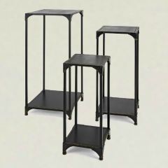 Contemporary Wood and Metal Display Pedestals Set of 3