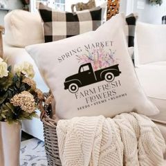 Spring Market Truck Pillow Cover