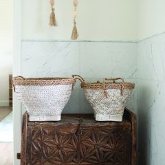 Bamboo and Water Hyacinth Baskets Set of 2