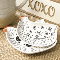 Porcelain Chicken Shaped Plates Set of 2