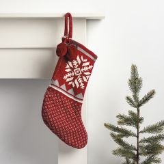 Snowflake Print Knit Christmas Stocking