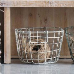 Pale Wire Oval Basket
