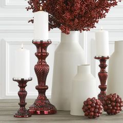 Bright Mercury Glass Candle Stand Set of 3