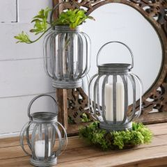 Galvanized Banded Lantern Set of 3
