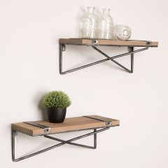 Rustic Industrial Farmhouse Wall Shelf Set of 2
